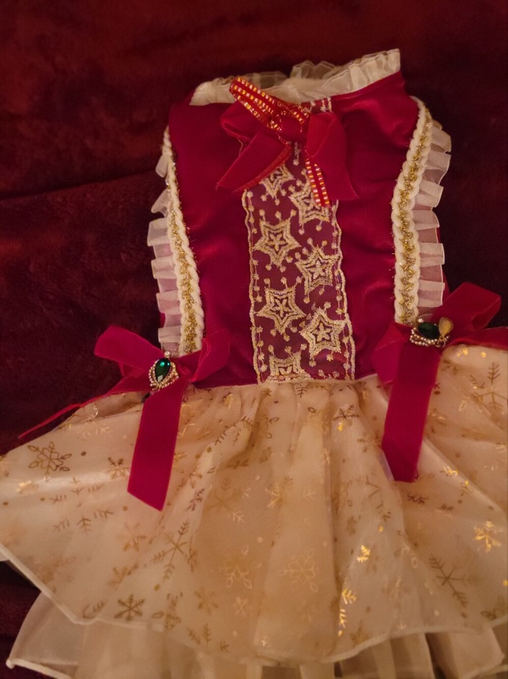 Burgundy and Gold Holiday Princess Costume Dress